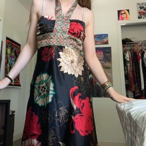 Chic floral tie up midi dress